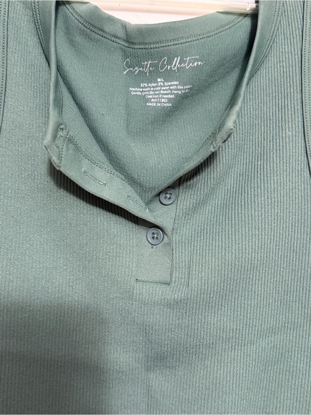 Men’s Sage Ribbed Henley Tank